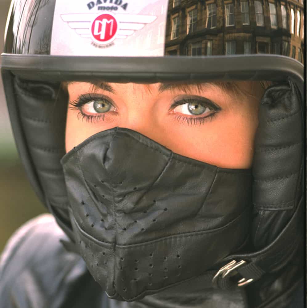 Brown Davida Universal Leather Motorcycle Face Mask