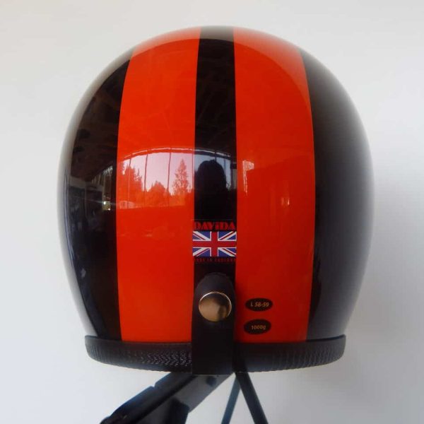 Davida Speedster Black with Orange Stripes back